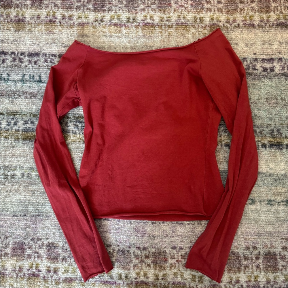 Brandy Melville Red Long Sleeve Top
